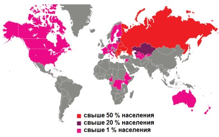 Карта распространения православия в мире